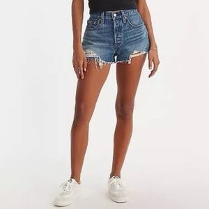 NWT Levi's 501 Original Fit High Rise Distressed Cutoff Jean Shorts Blue Size 33